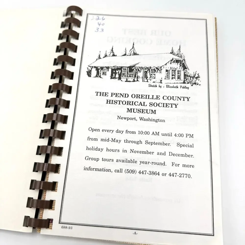 Newport Washington Cookbook Vintage 1990s Pend Oreille County Historical Society